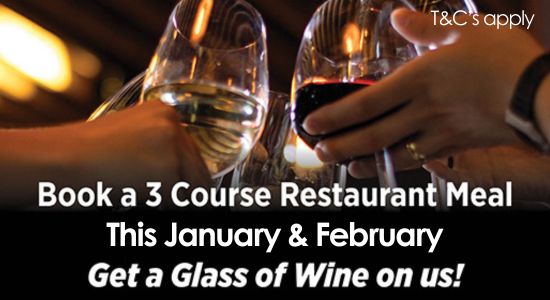 Free Glass of Wine offer at Galway this Jan & Feb