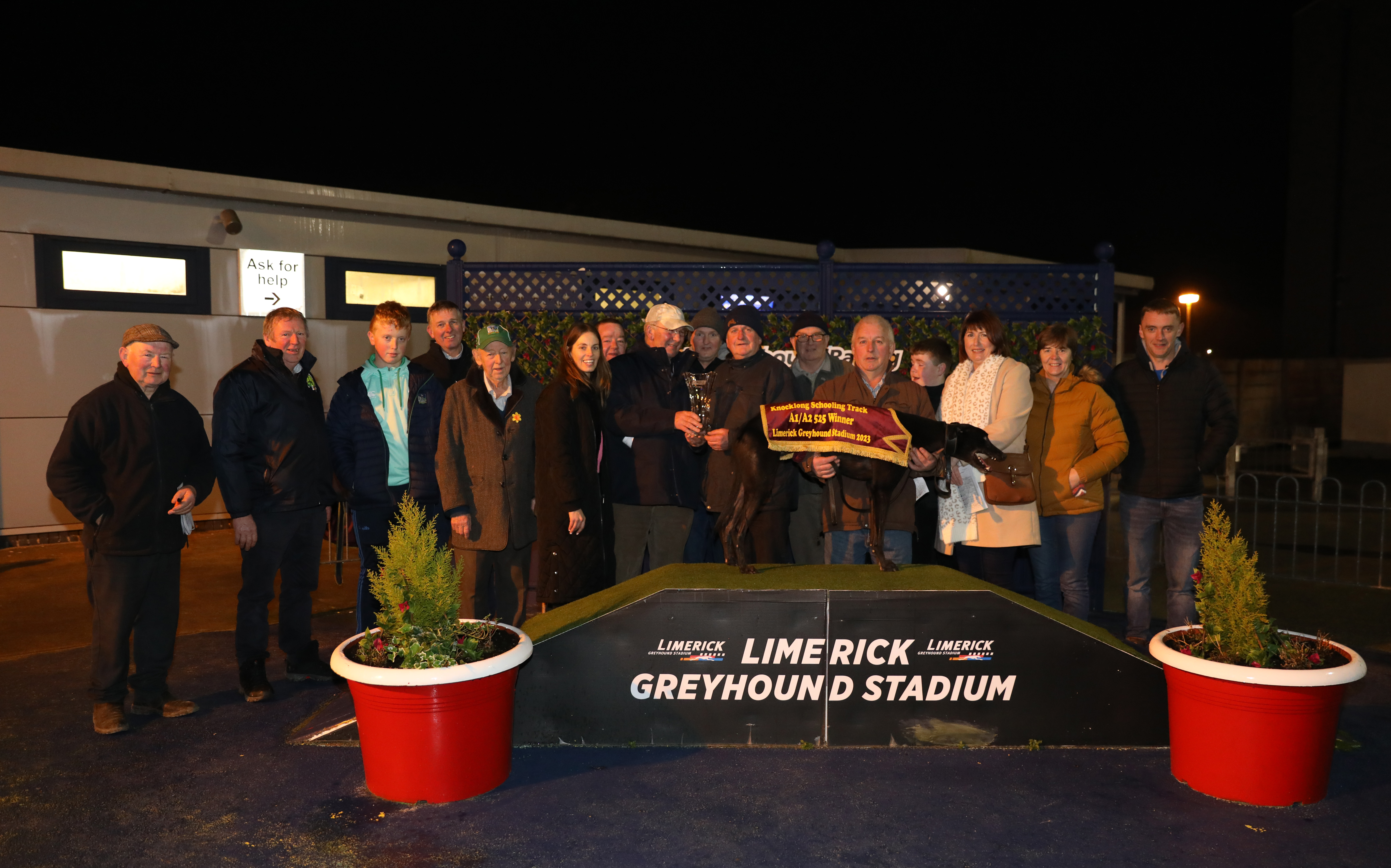 Liam Hayes making the winning presentation to Billy Guiney after Ballygibba Ruby won the Knocklong Schooling Track A1/A2 525  